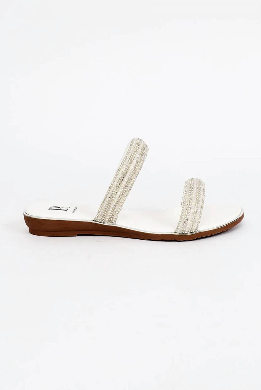 NEW PIA ROSSINI women's kalippo embellished wedged sandal in white
